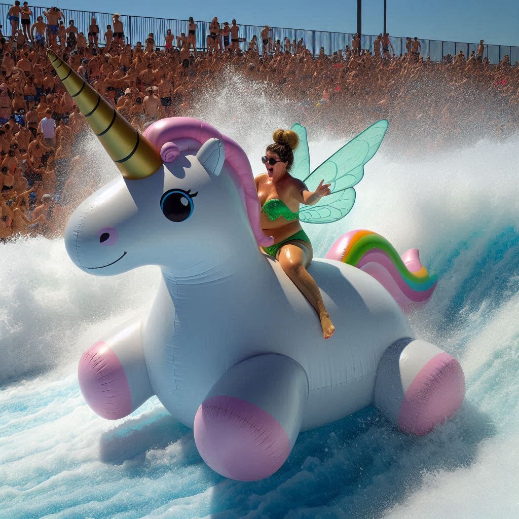 Tinkerbell's unicorn pooltoy ride 4 LOL