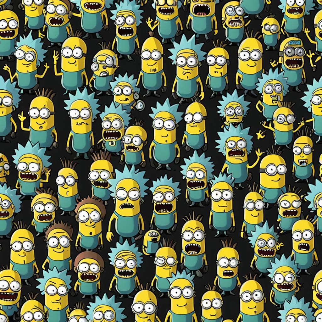 Rick And Morty in the style of Minions