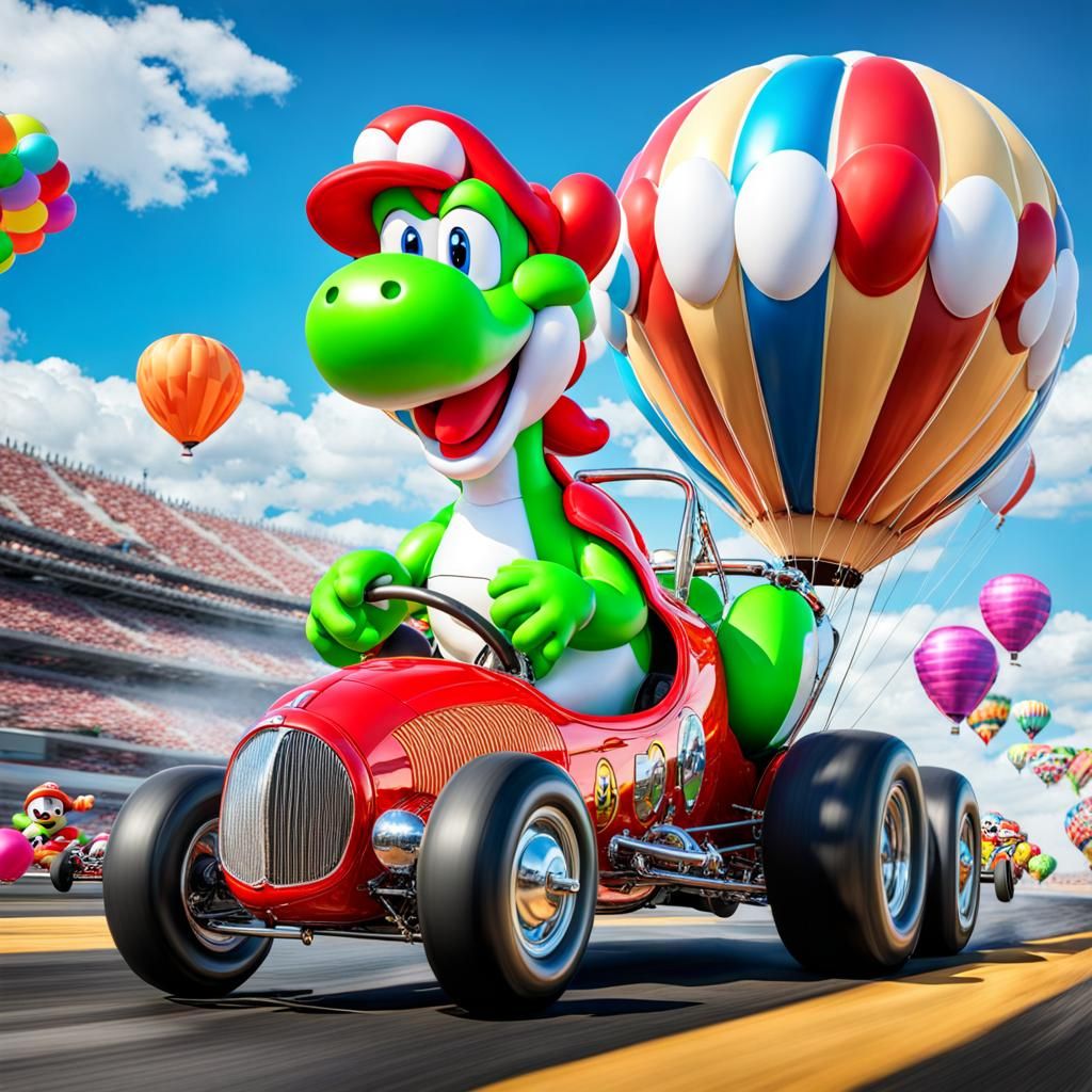 Yoshi Balloon Race Car