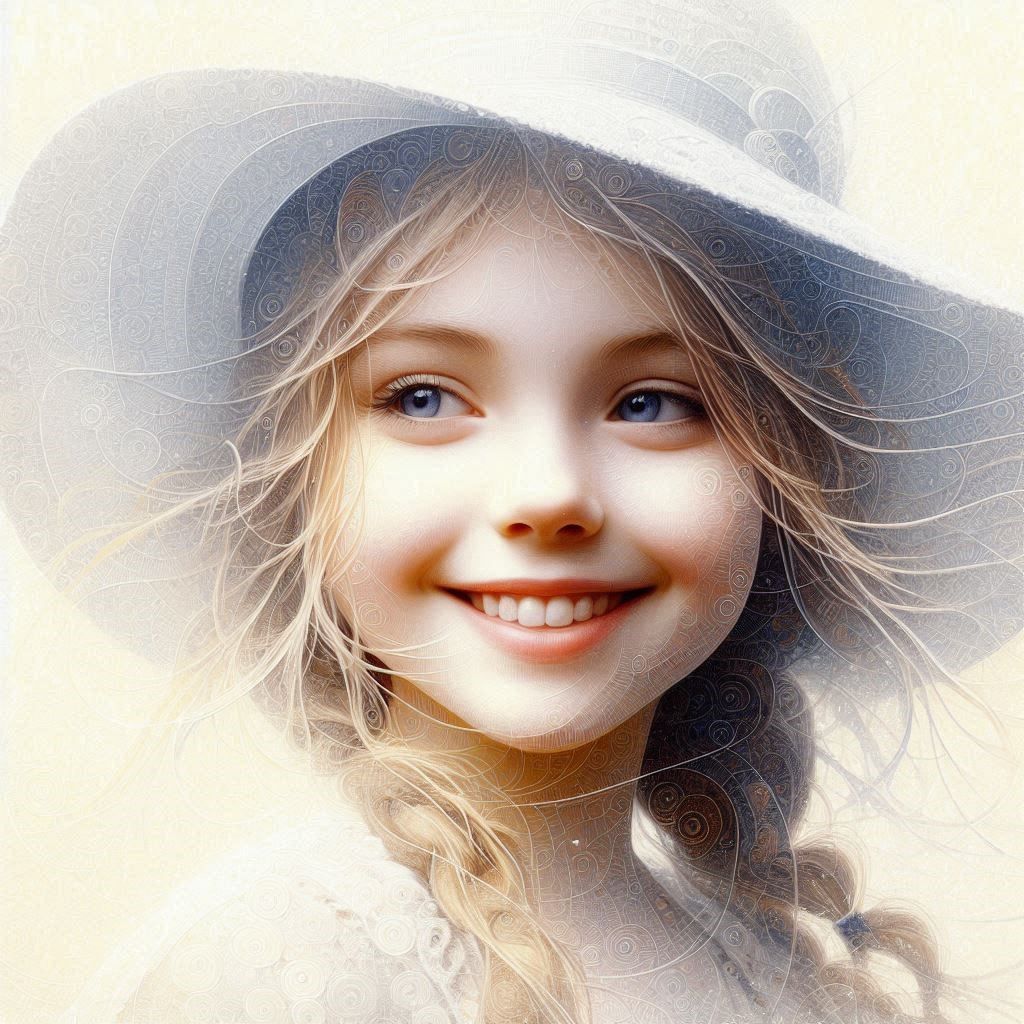 Smiling girl in white