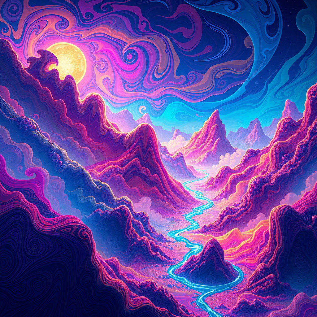 Ethereal Landscape with Swirling Patterns in Fantasy Style