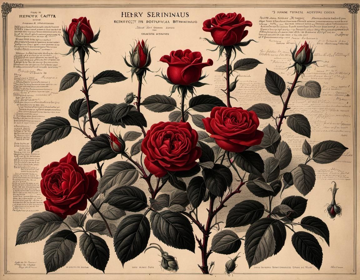 Botanical Ink Drawings: Red roses