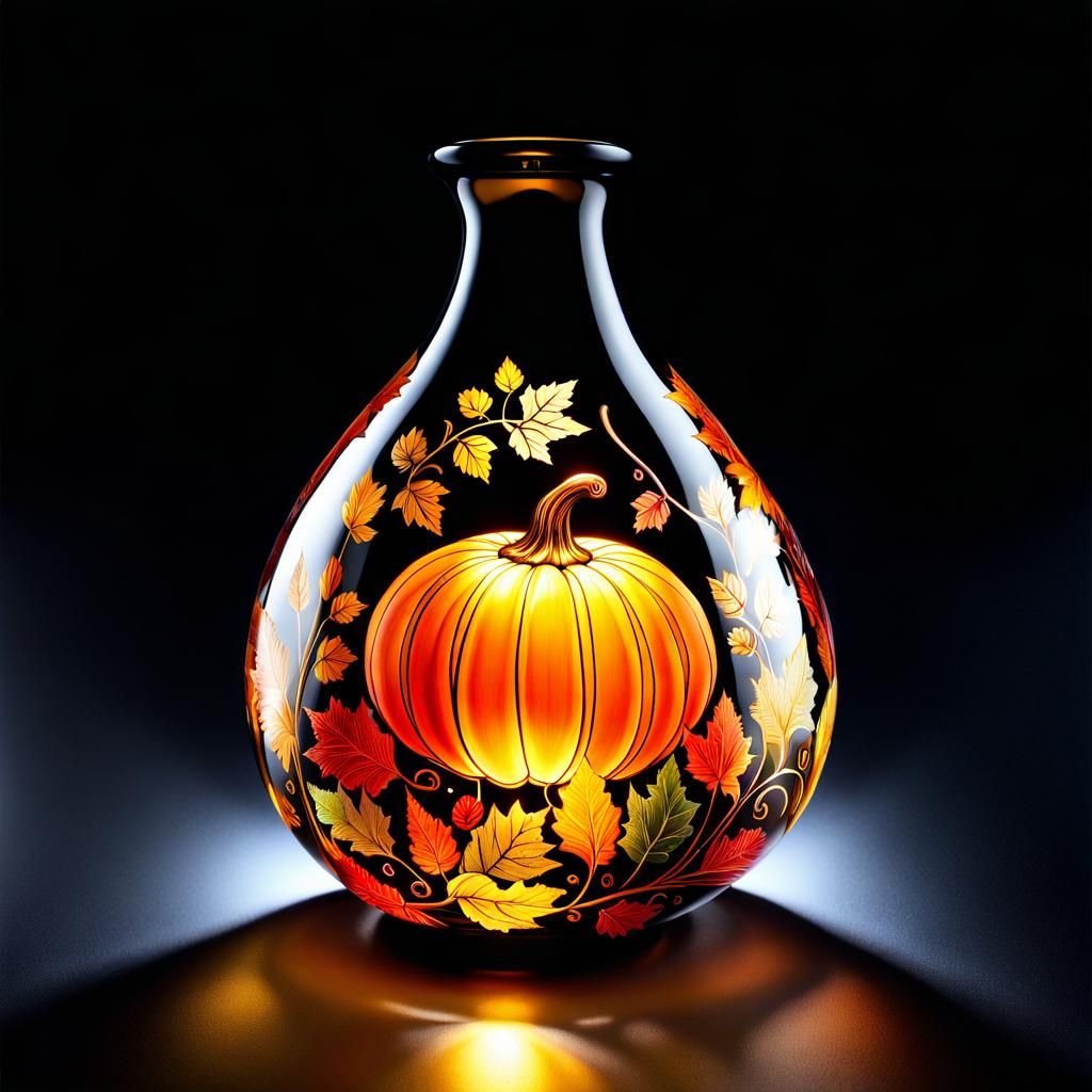 Thanksgiving Etching on Glass Gourd Digital Illustration