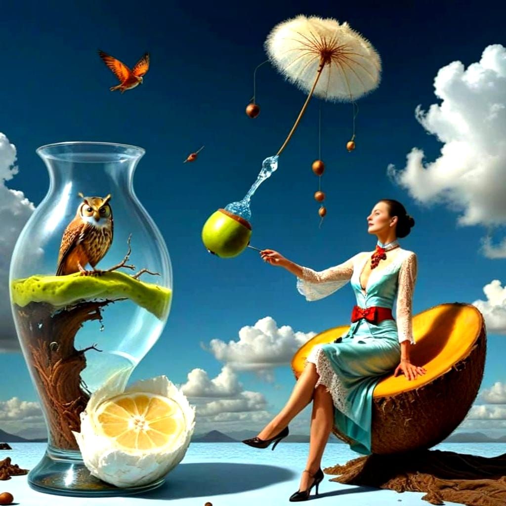 Surreal Portrait of a Lady in Dreamscape