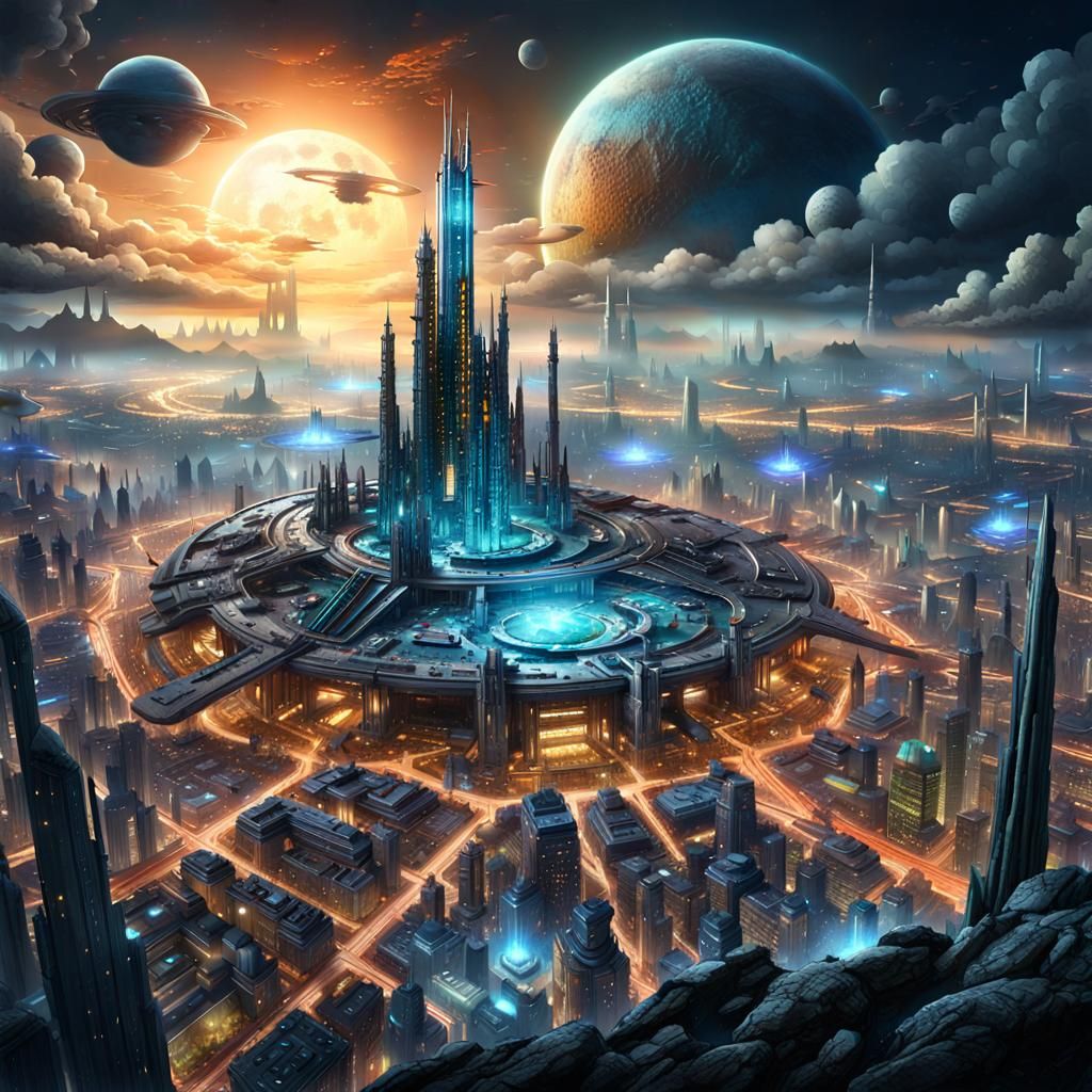 Alien City on a Moon  by @Alyarie