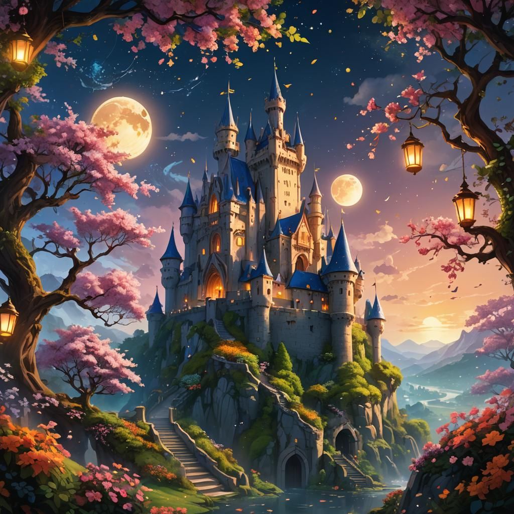 Fantasy Castle in the Sky: Lush Concept Art