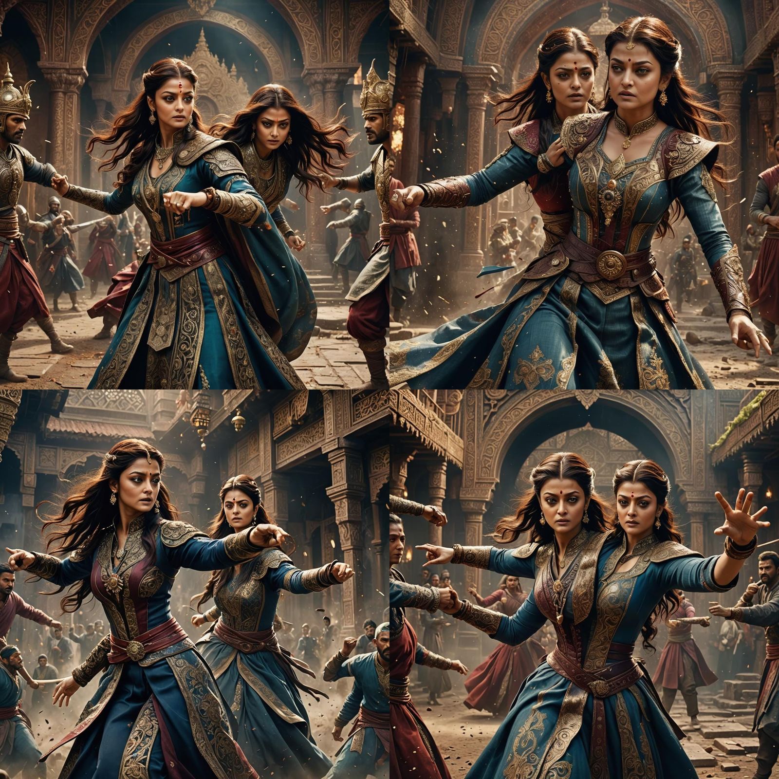 Aishwarya Rai throwing a punch. (Movement in depth)