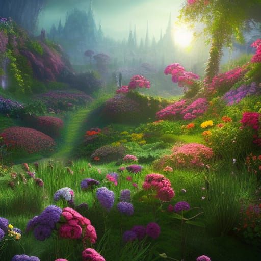 Secret flower garden - AI Generated Artwork - NightCafe Creator