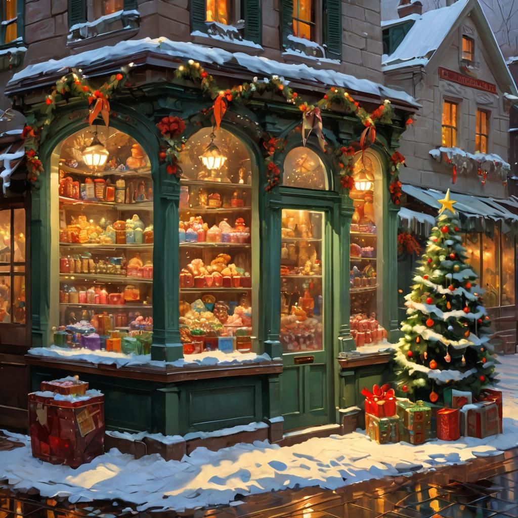 A small pastry shop at Christmas  by @EllaMoonDesign