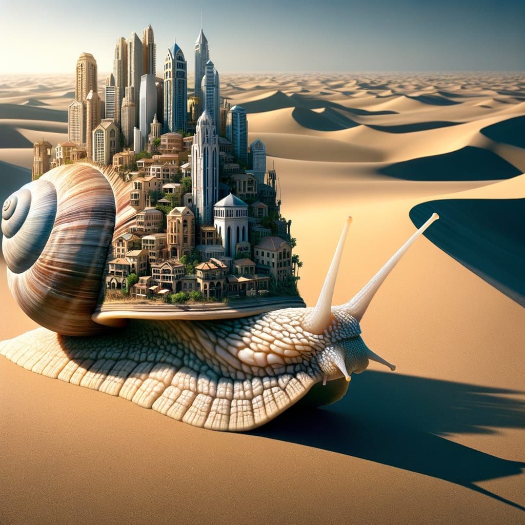 Colossal Snail Cityscape in Harmony with Nature