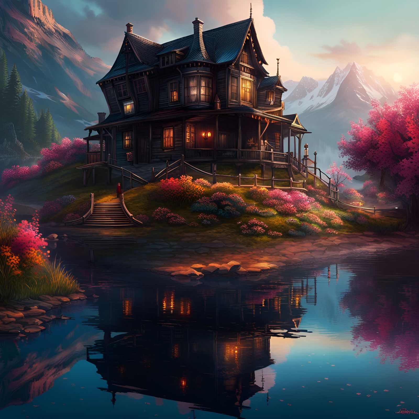 Enchanting Reflection in the Mountain Lake