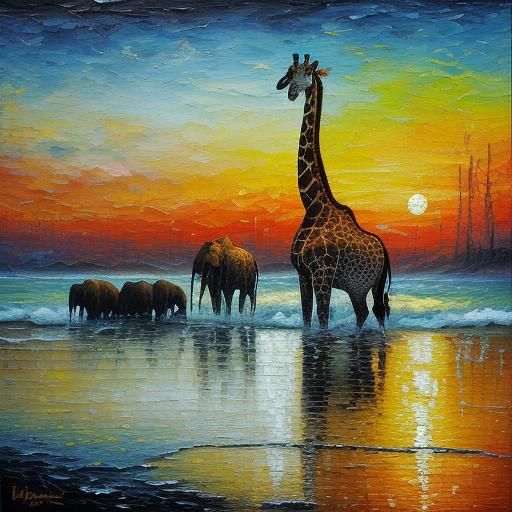 African Sunset: Golden Light in Impressionist Style