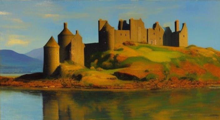 Medieval Eilean Donan Castle At Sunrise (Impressionism) #3
