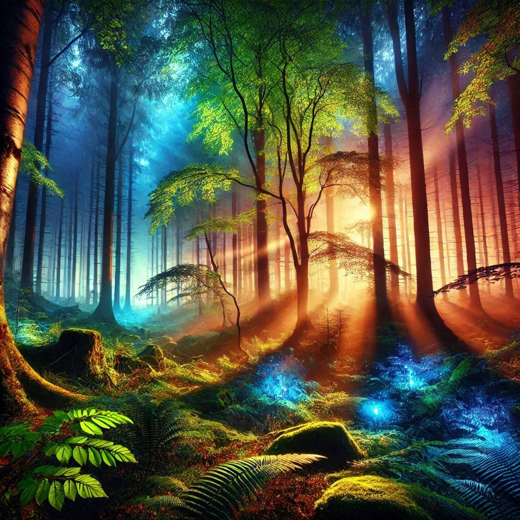 Enchanted glowing forest