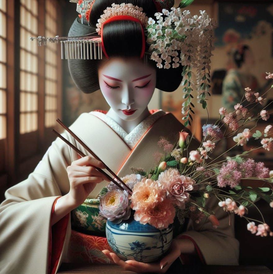 Ikebana by a geisha