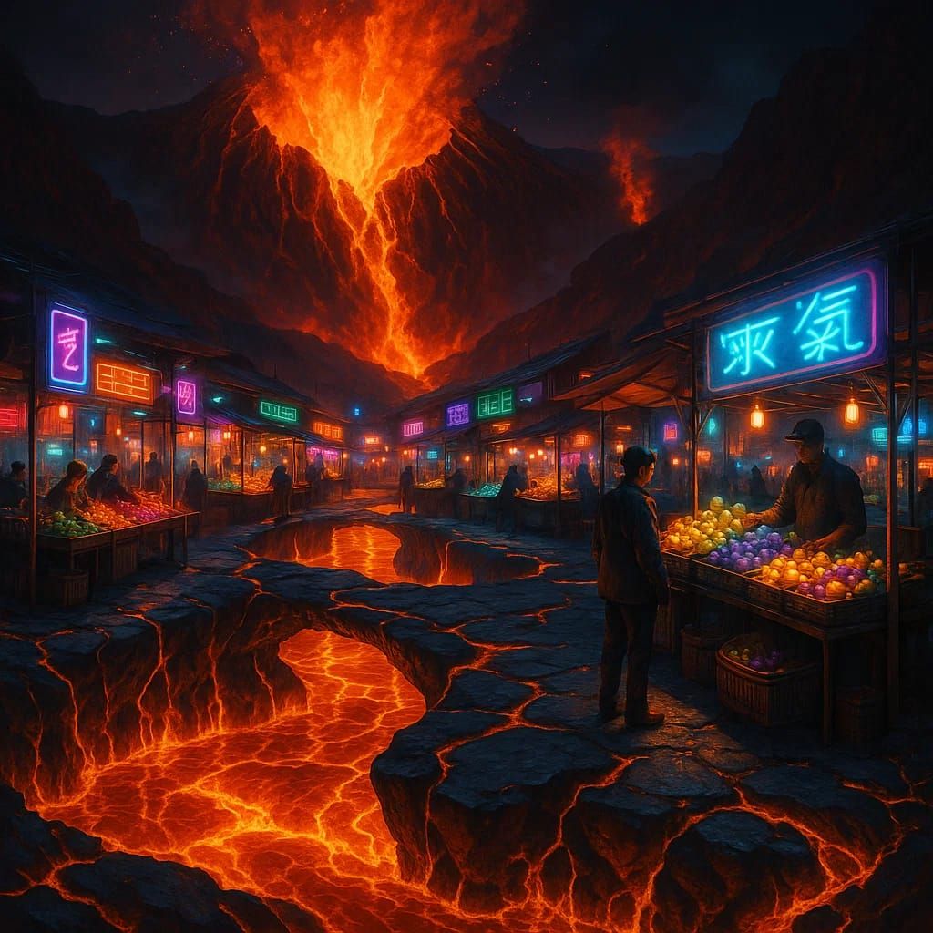 שוק בתוך לוע של הר געש