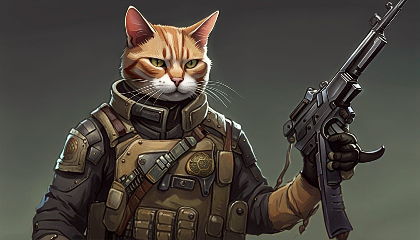 Anthropomorph cat mercenary - AI Generated Artwork - NightCafe Creator