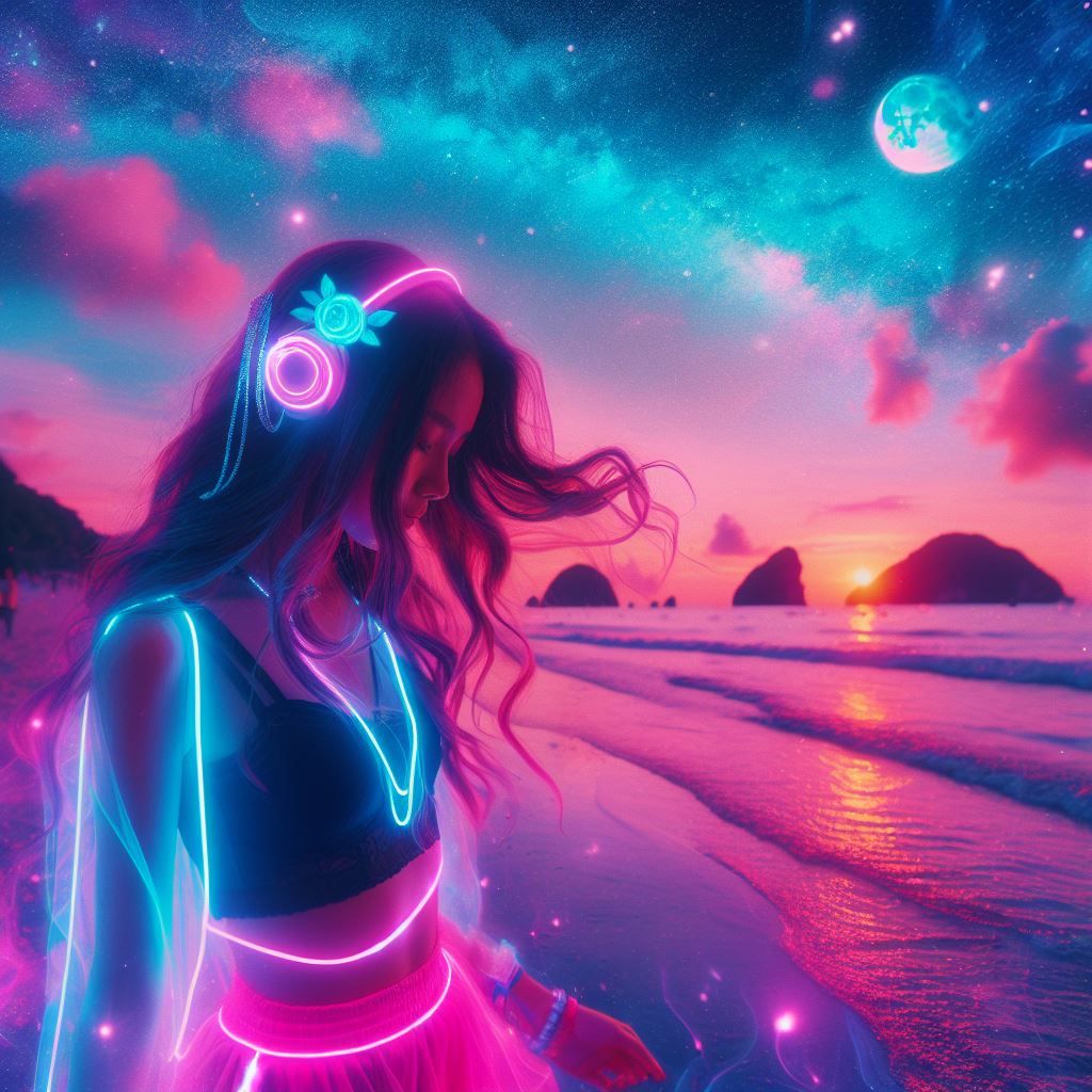As the sun sets, the Full Moon party begins