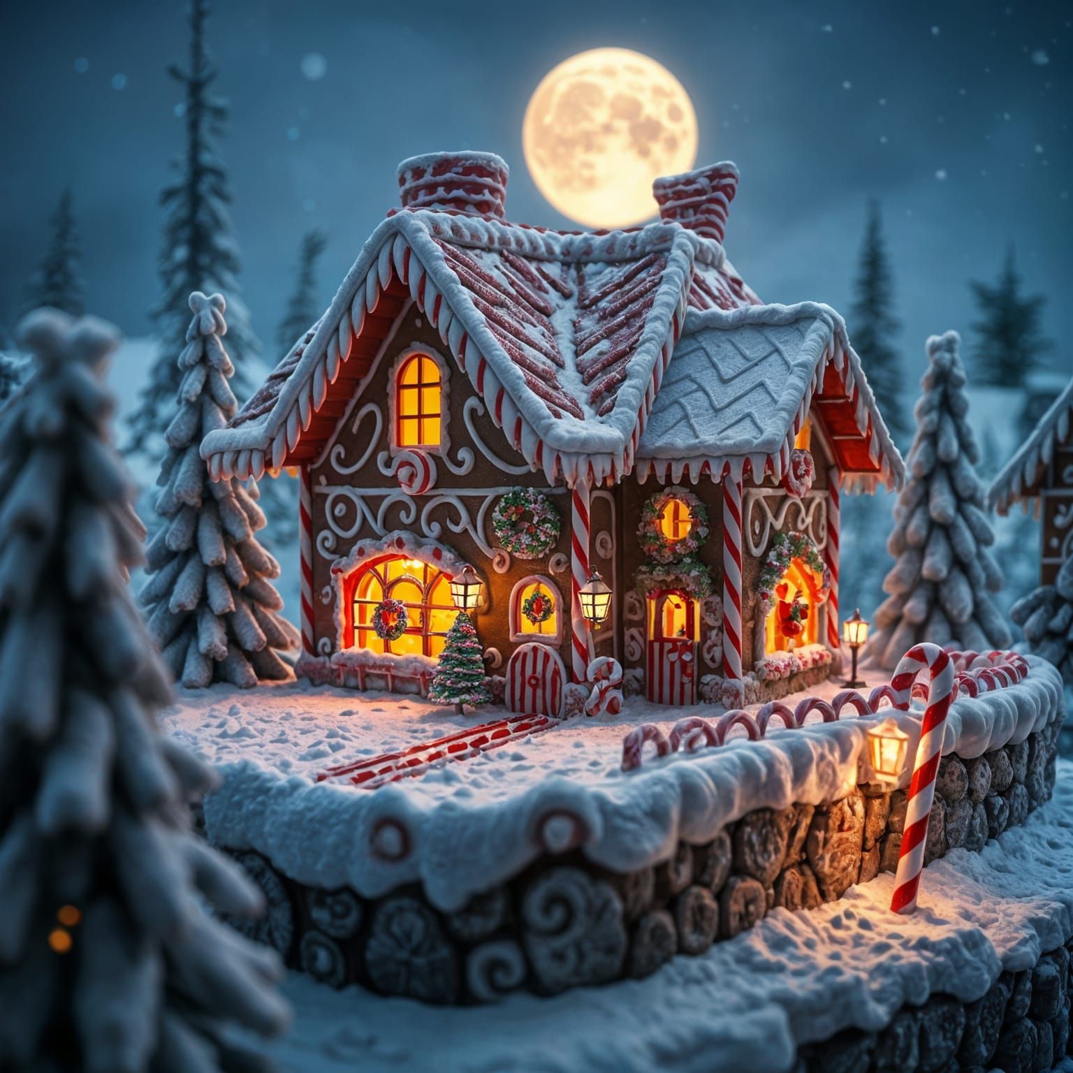 Peppermint gingerbread house