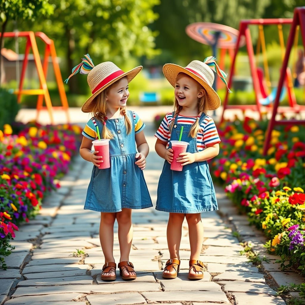 Innocent Childhood Friendship in a Vibrant City Playground