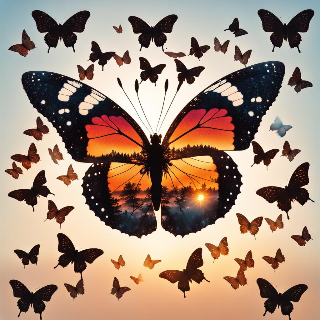 Butterfly sunset