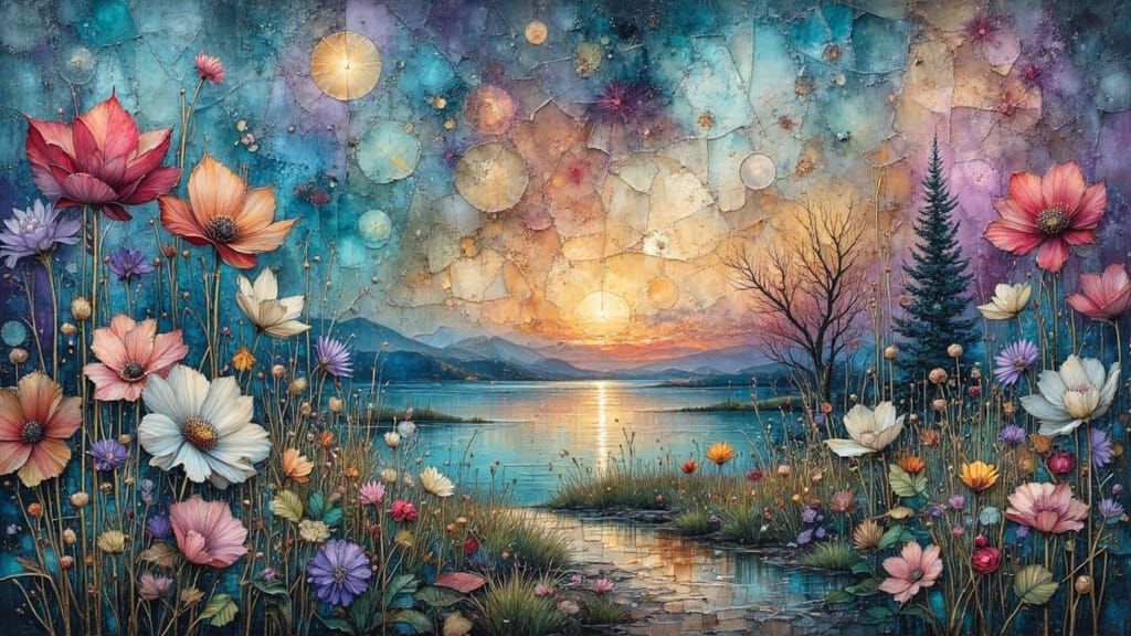 Colorful flowers on the shore.   by @Tina Shaskus