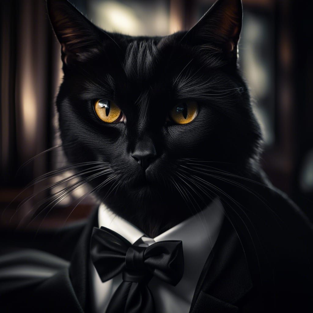 Black cat in a tuxedo - AI Generated Artwork - NightCafe Creator