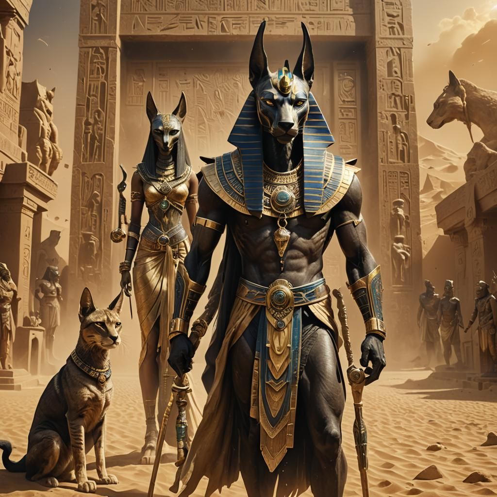 Anubis and Bastet family with pet - AI Generated Artwork - NightCafe ...