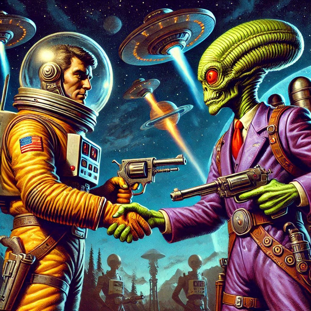 "I don't trust you one bit."---"Mun tep agu marabap, Unama (The feeling is mutual, Human)."