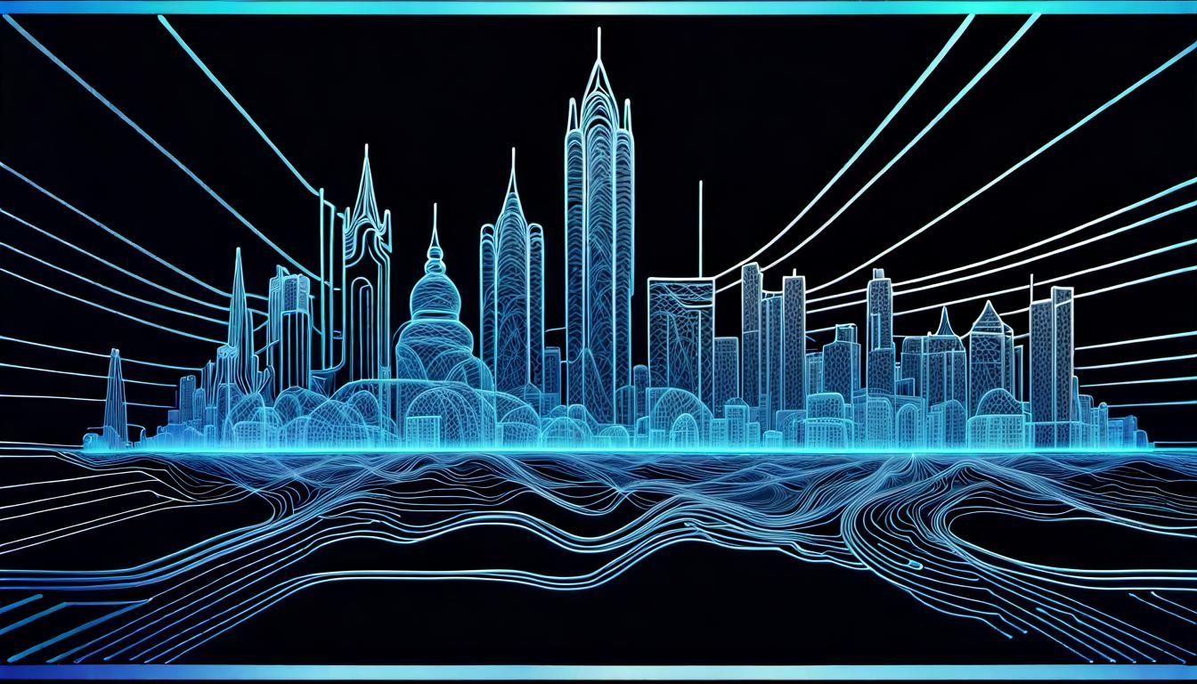 glasgow city centre line drawing in the style of an electric...