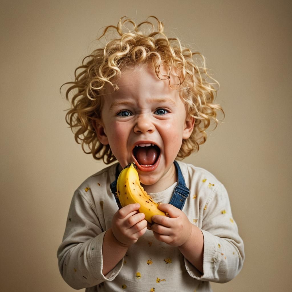 Boy's Banana Surprise: A Vibrant Portrait