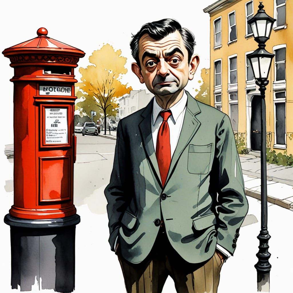 Caricature of  Rowan Atkinson  by @PeacyBot