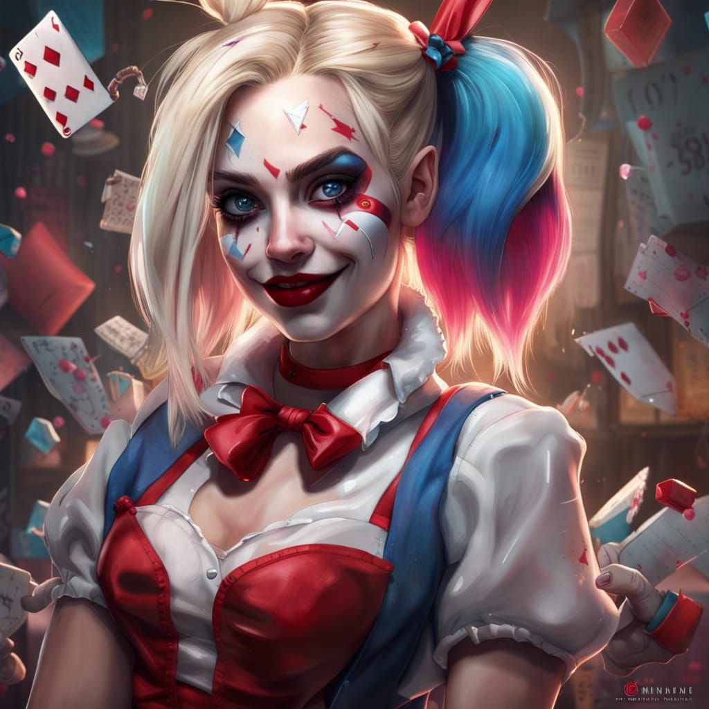 Gorgeous Harley Quinn as a character from Alice in wonderland falling ...