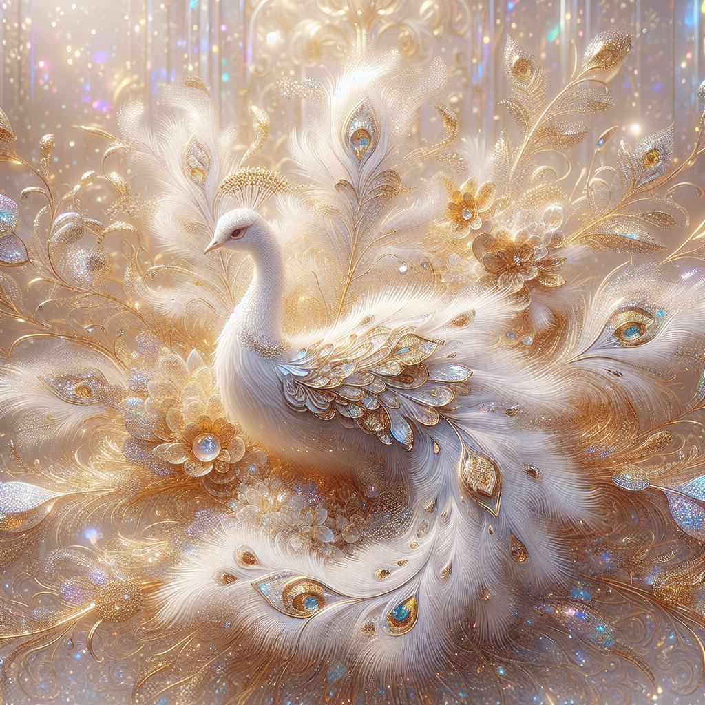 Dreamy Shimmering White Peacock 🦚🤍