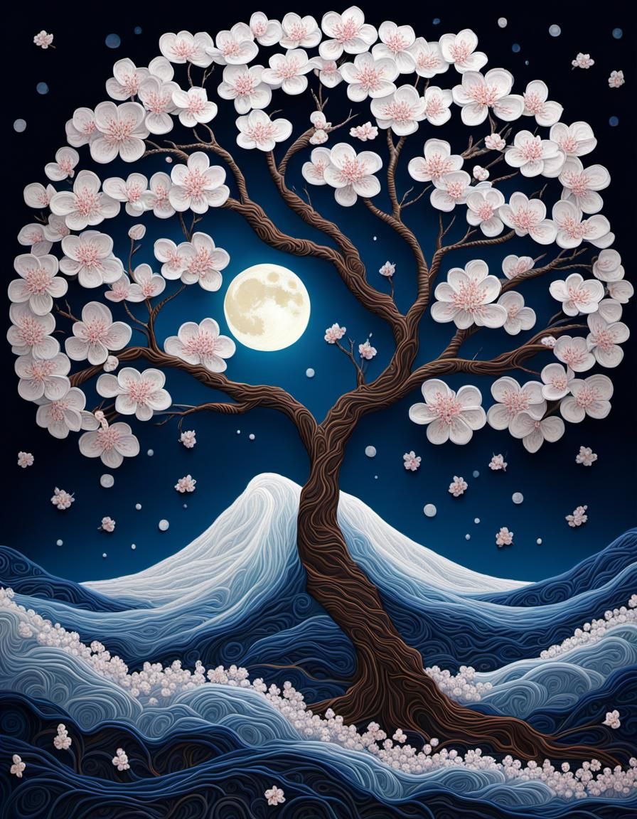 Cherry tree in full bloom