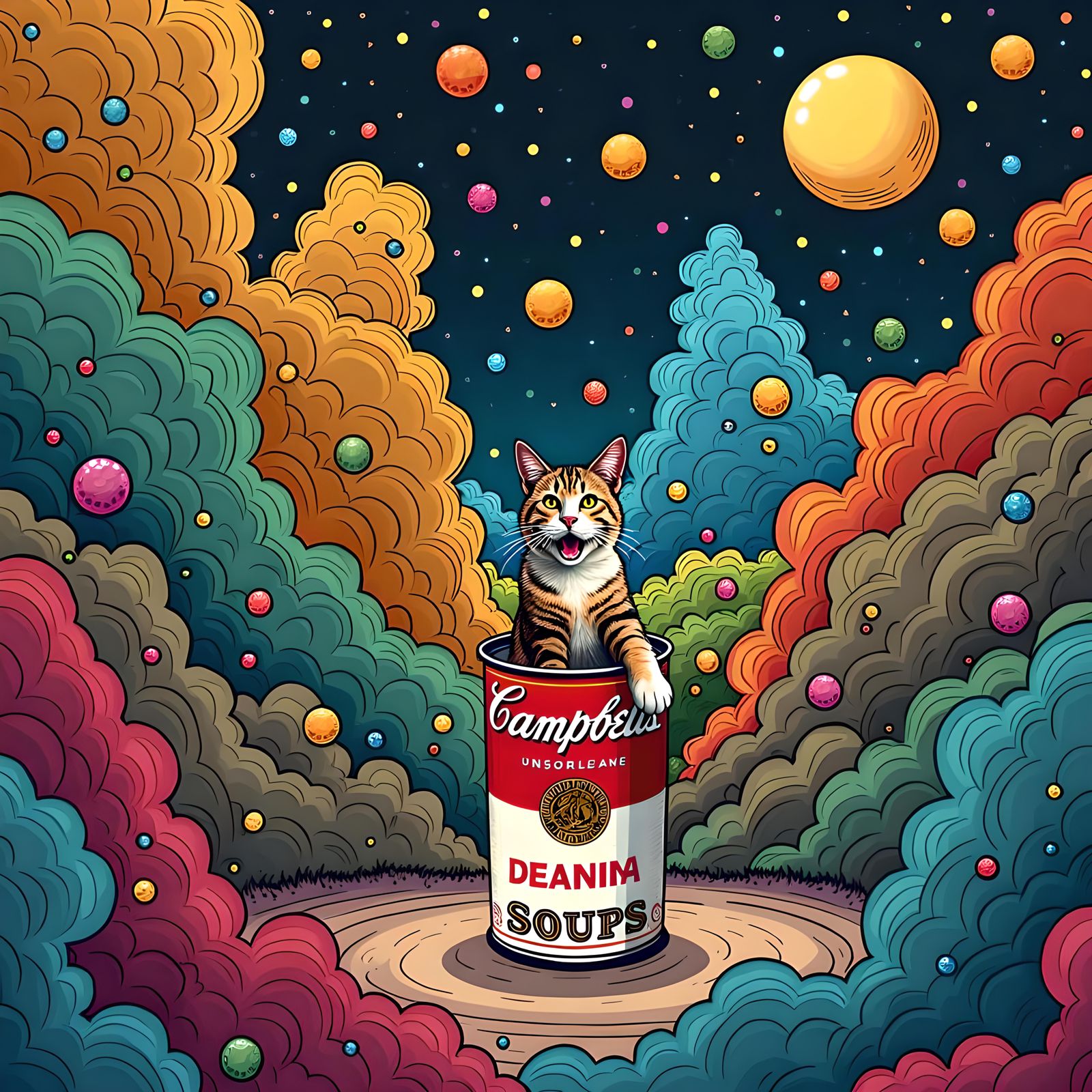 a humorous take on classic Pop Art pieces by incorporating p...