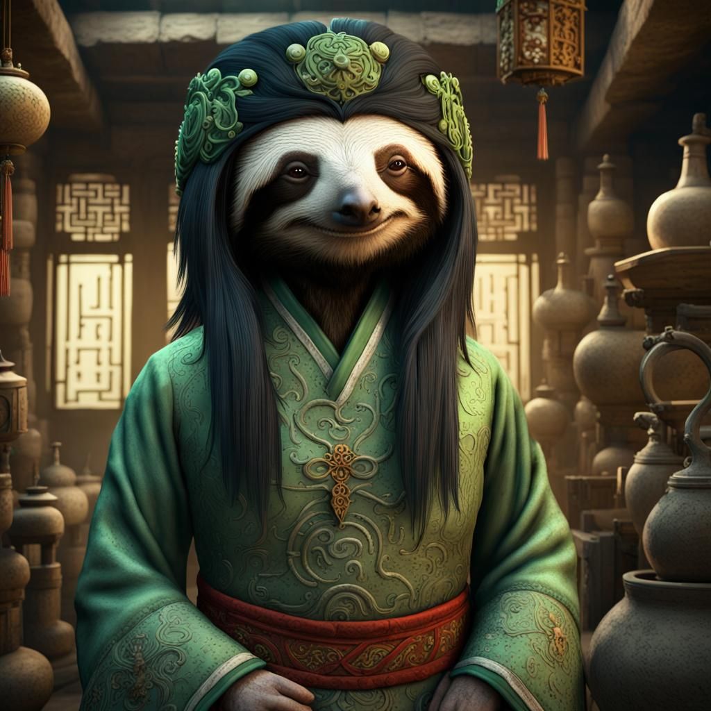 Gěng Xiānsloth, 10th century Chinese alchemist - AI Generated Artwork ...