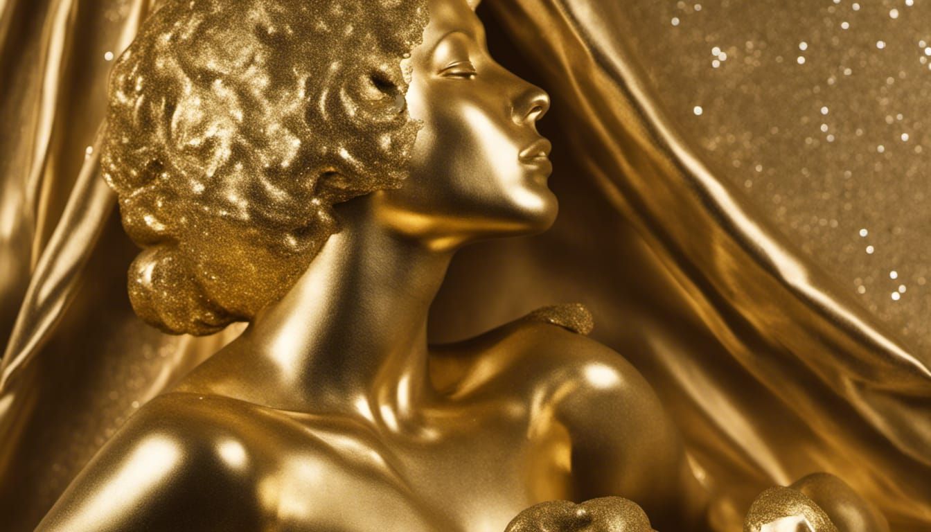 Venus sculpture  covered gold glitter