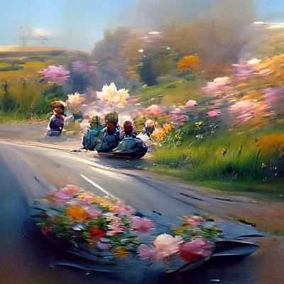 Everyone smiles as you drift past the flowers