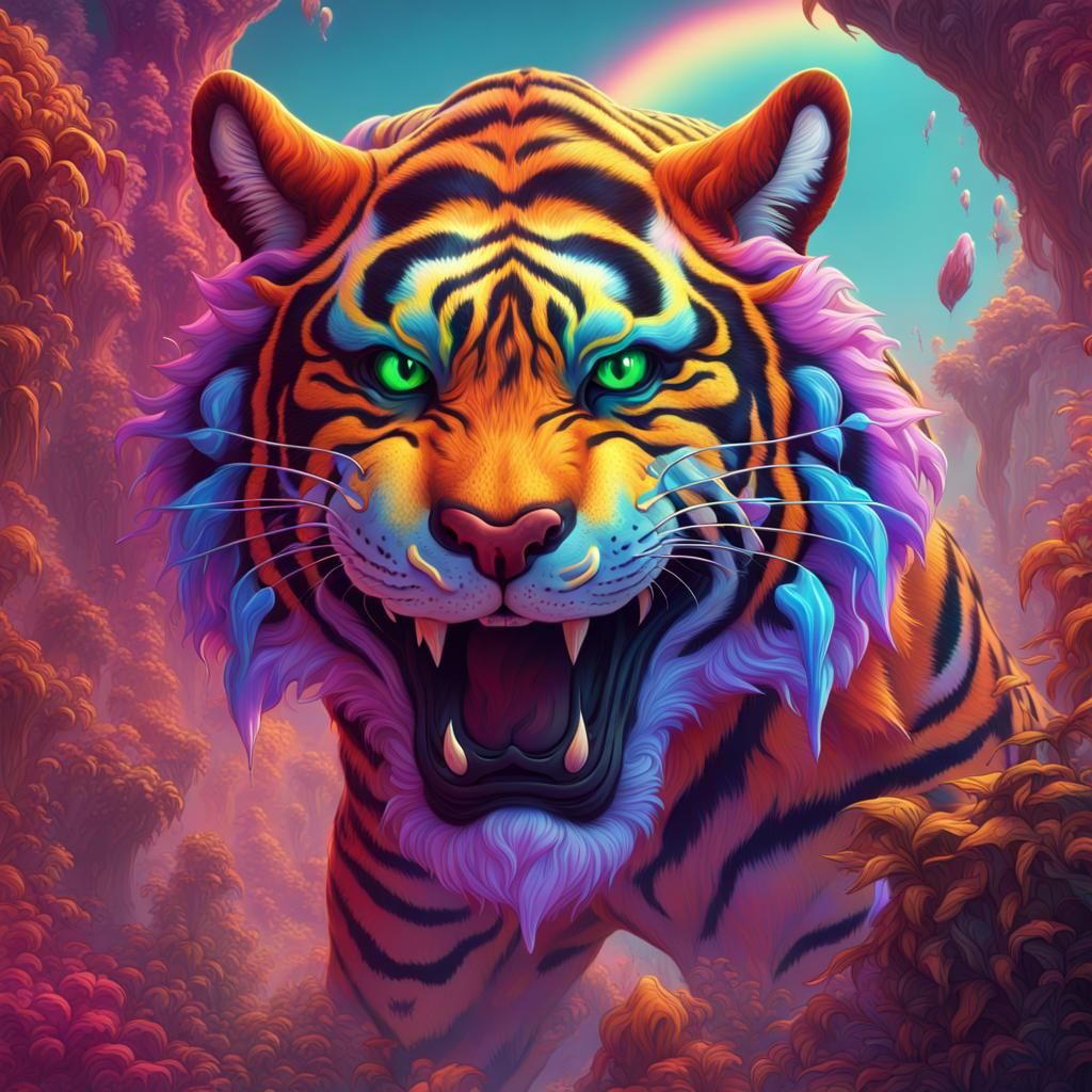 Psychedelic Tiger - AI Generated Artwork - NightCafe Creator