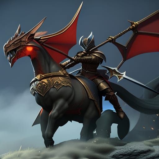 Knight riding a dragonfox