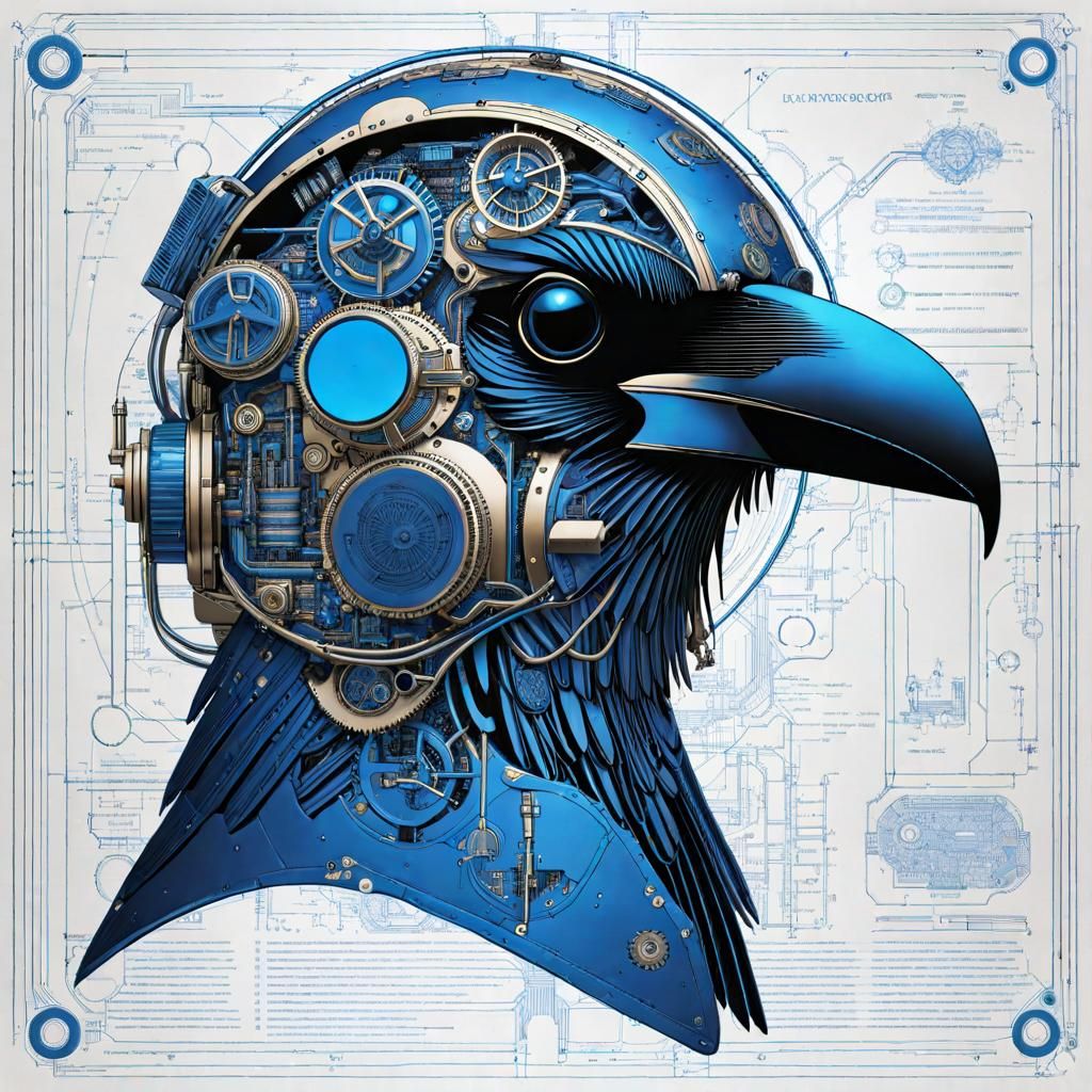 Blueprint Raven - AI Generated Artwork - NightCafe Creator