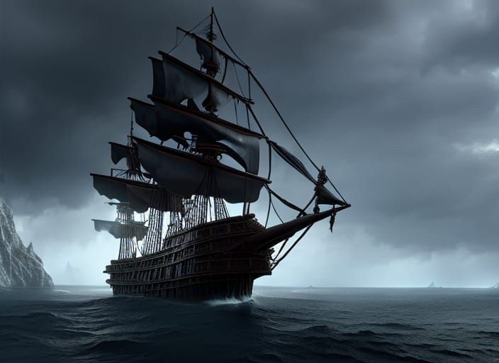 Big huge dark gothic pirate ship   by @Alexander OReilly