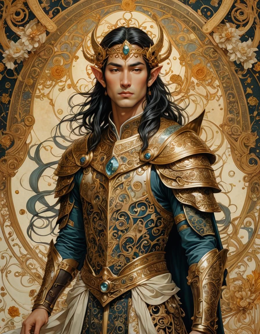Renaissance Elven King in Divine Armor