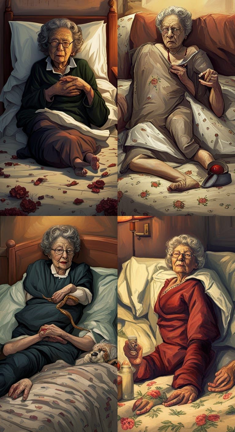 Big Bad Wolf dressed as Grandma in bed - AI Generated Artwork ...