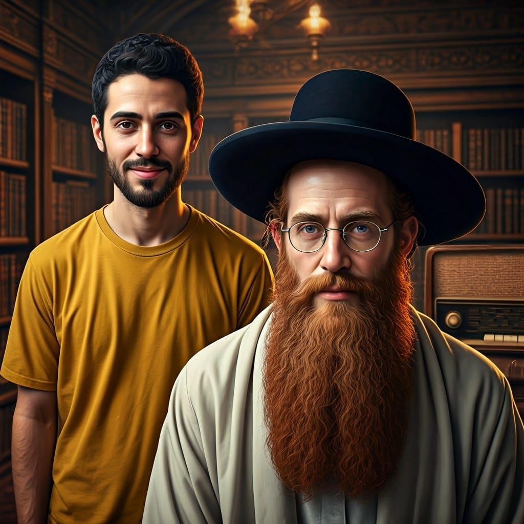 Contrasting Men in Traditional Library Setting