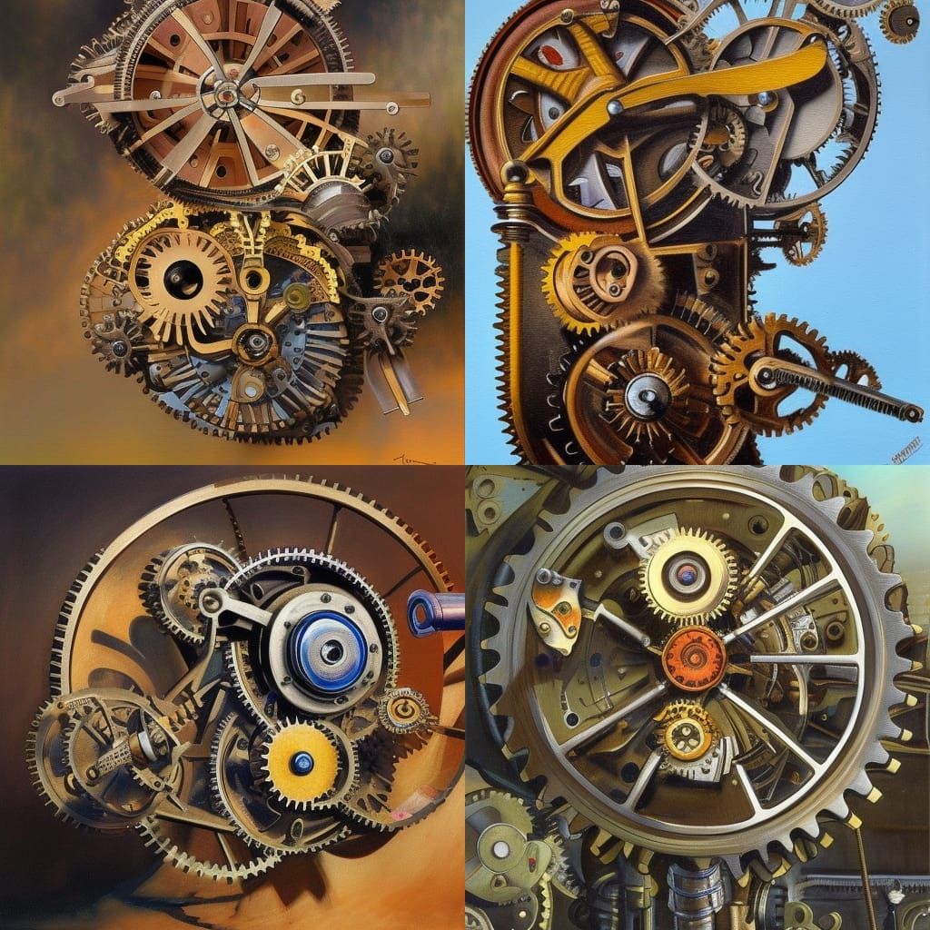 mechanical butterfly, clockwork mechanism with turning gears...