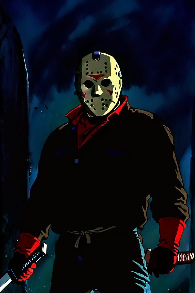 jason voorhees!!! big face close up concept art of | Stable Diffusion