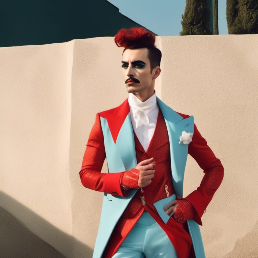 A handsome French drag king in the style of <lora:Drag Poste...