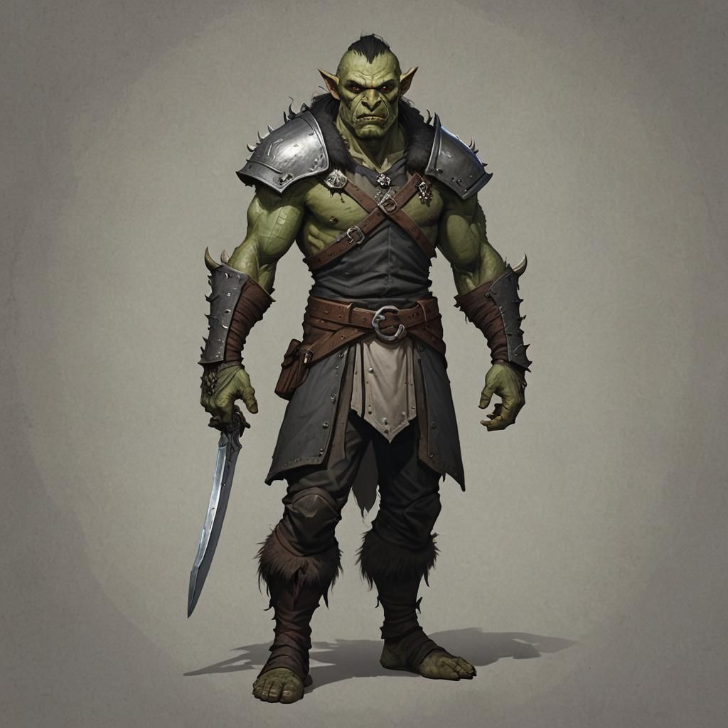 A thin lithe half-orcish DnD character